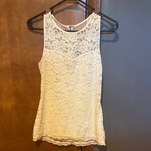 Express Lace Tank Top in Cream